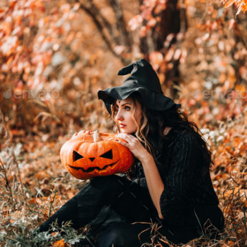 Witch costume in the forest