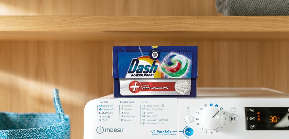 Indesit e Dash insieme per la nuova lavatrice Innex con ciclo Dash Pods